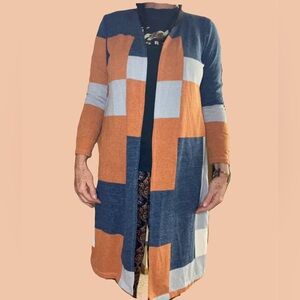Color block cardigan duster